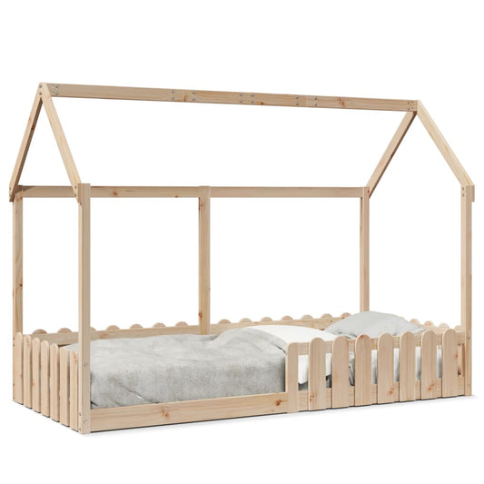 Estrutura de cama infantil formato casa 90x200 cm pinho maciço