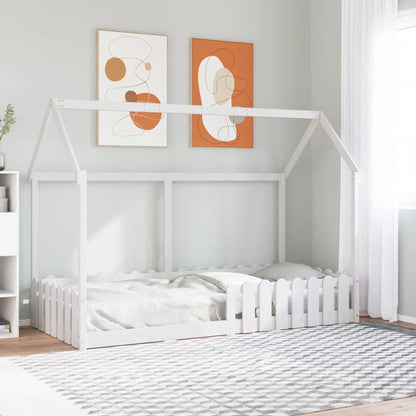 Cama infantil formato de casa 90x200 cm pinho maciço branco