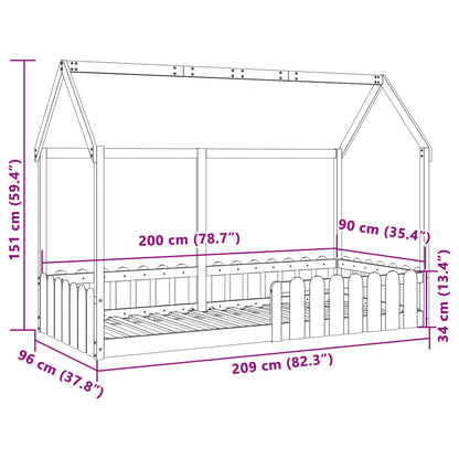 Cama infantil formato de casa 90x200 cm pinho maciço branco