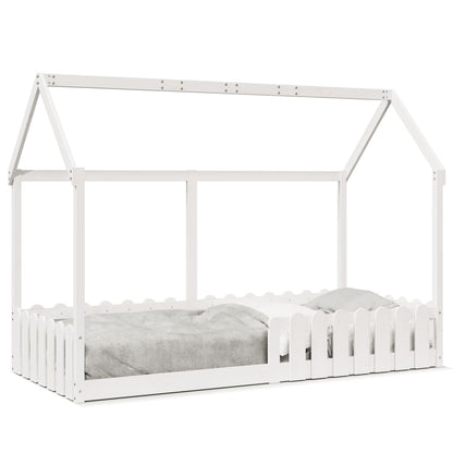 Cama infantil formato de casa 90x200 cm pinho maciço branco