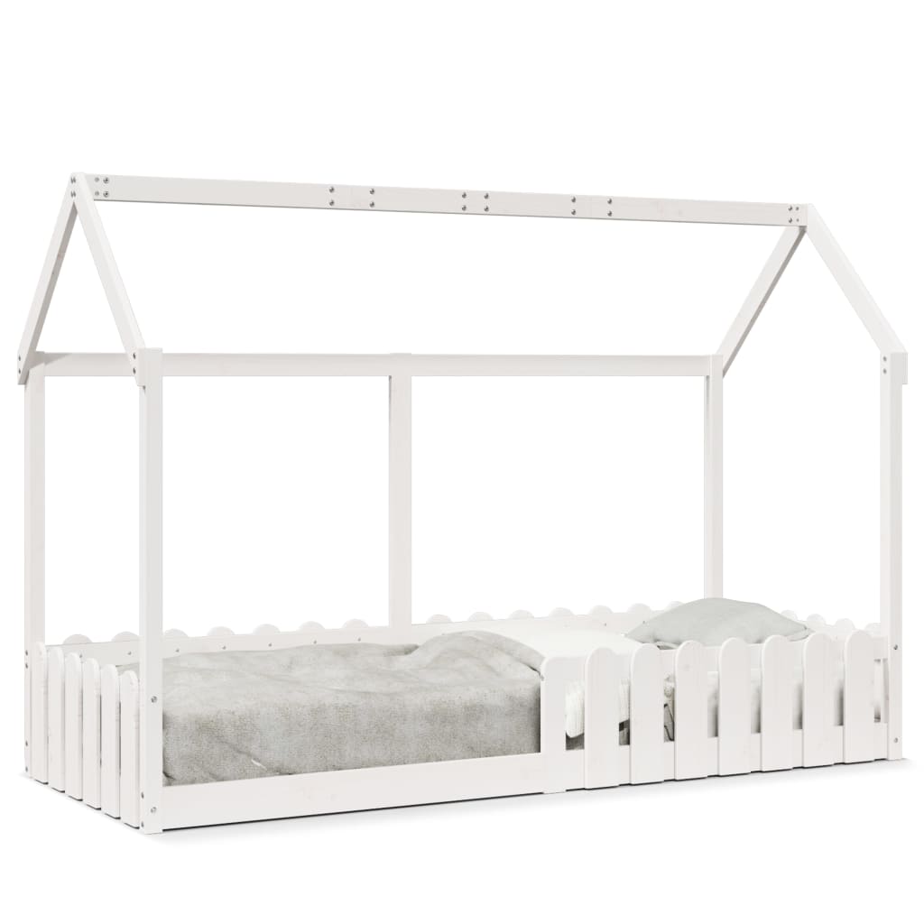 Cama infantil formato casa 80x200 cm pinho maciço branco