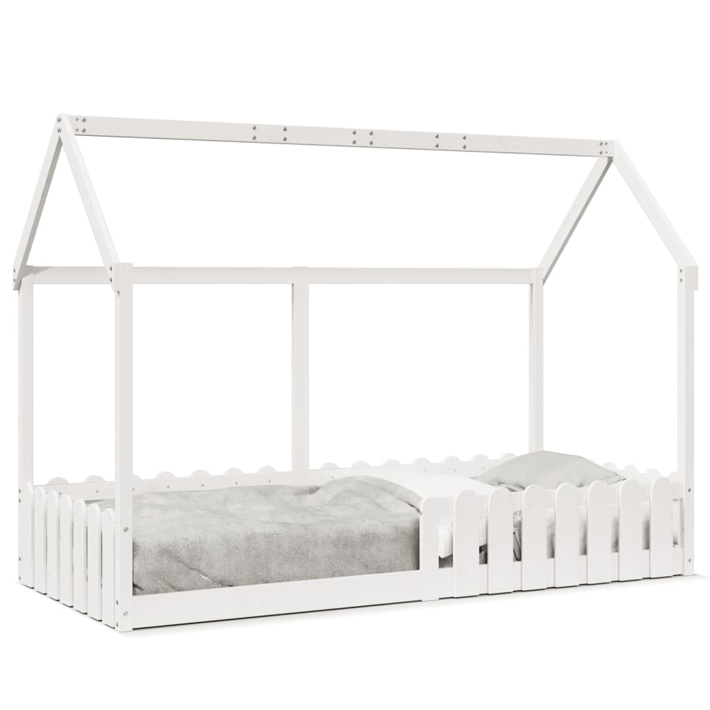 Cama infantil formato de casa 90x190 cm pinho maciço branco