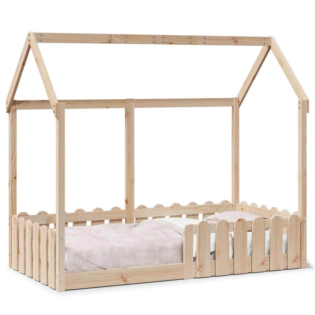 Cama infantil formato casa 80x160 cm madeira de pinho maciça