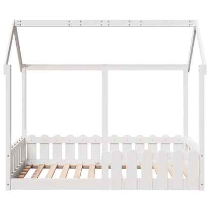 Cama infantil formato casa 80x160 cm pinho maciço branco