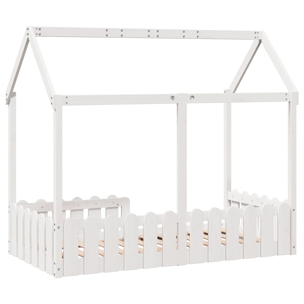 Cama infantil formato casa 80x160 cm pinho maciço branco