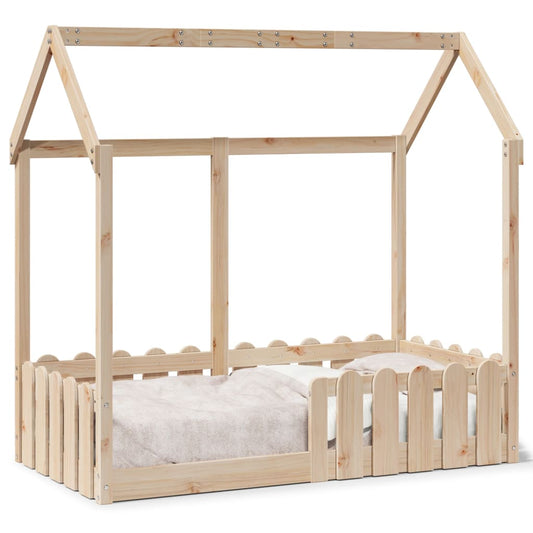 Cama infantil formato casa 70x140 cm madeira de pinho maciça