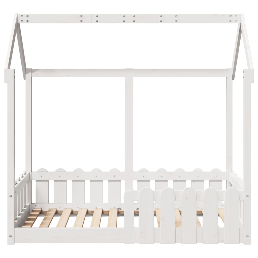 Cama infantil formato casa 70x140 cm pinho maciço branco