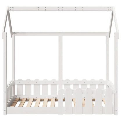 Cama infantil formato casa 70x140 cm pinho maciço branco