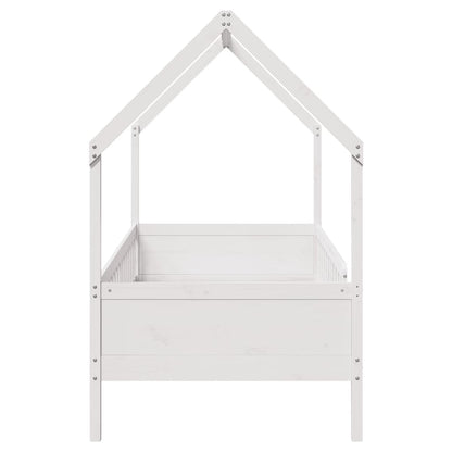 Cama infantil formato de casa 90x200 cm pinho maciço branco