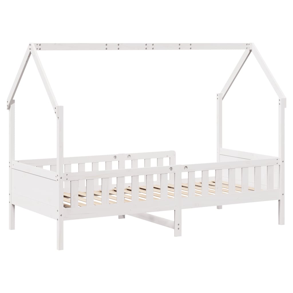 Cama infantil formato de casa 90x200 cm pinho maciço branco