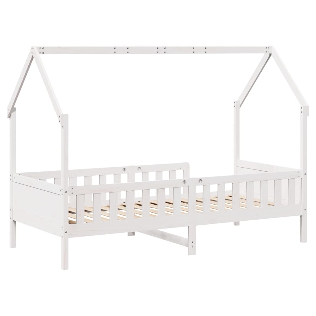 Cama infantil formato casa 80x200 cm pinho maciço branco