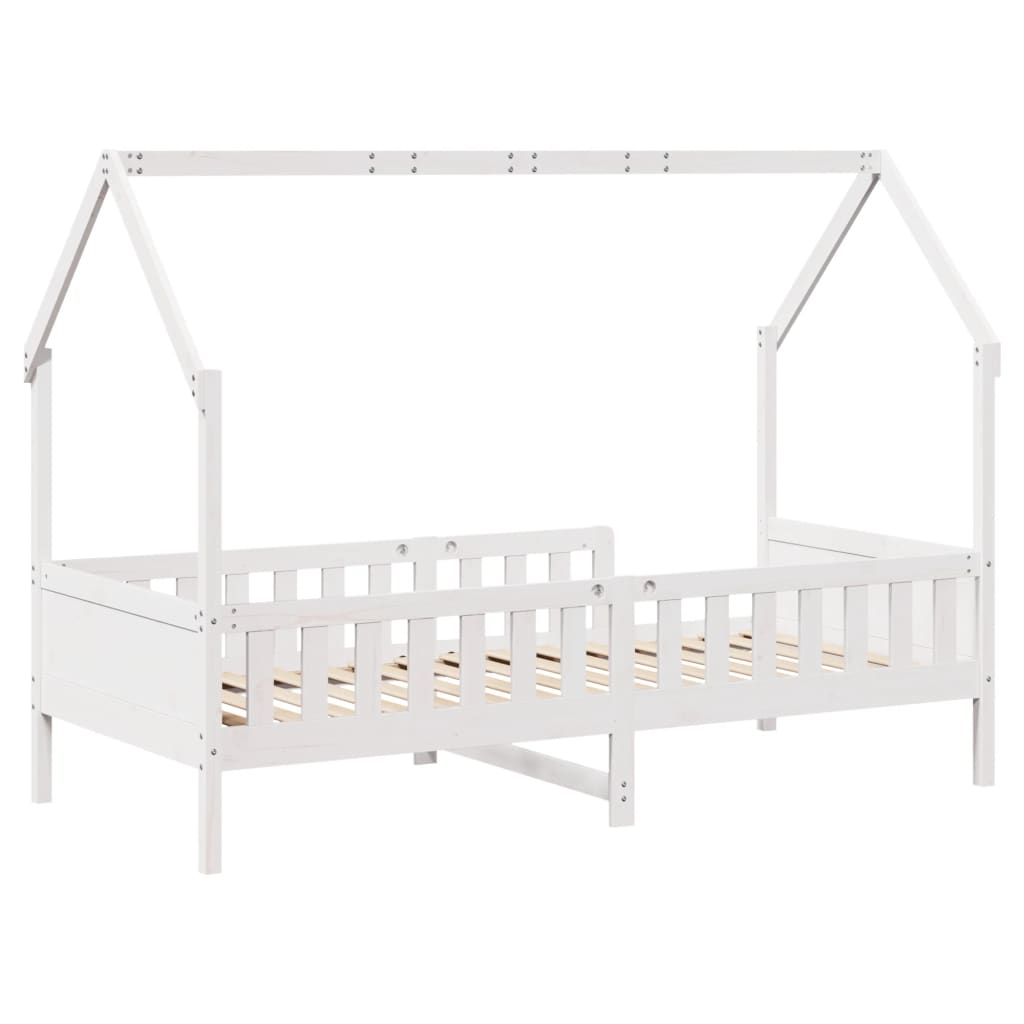 Cama infantil formato de casa 90x190 cm pinho maciço branco