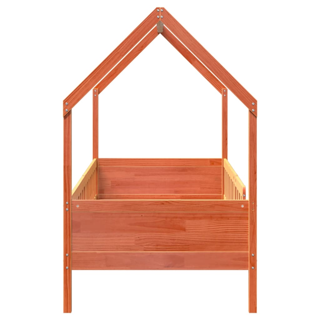 Cama infantil formato casa 90x190 cm pinho maciço castanho-mel