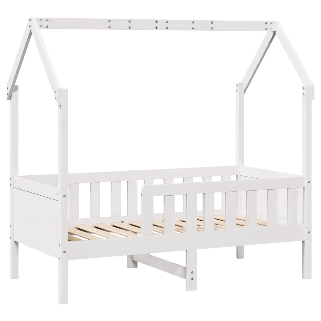 Cama infantil formato casa 80x160 cm pinho maciço branco