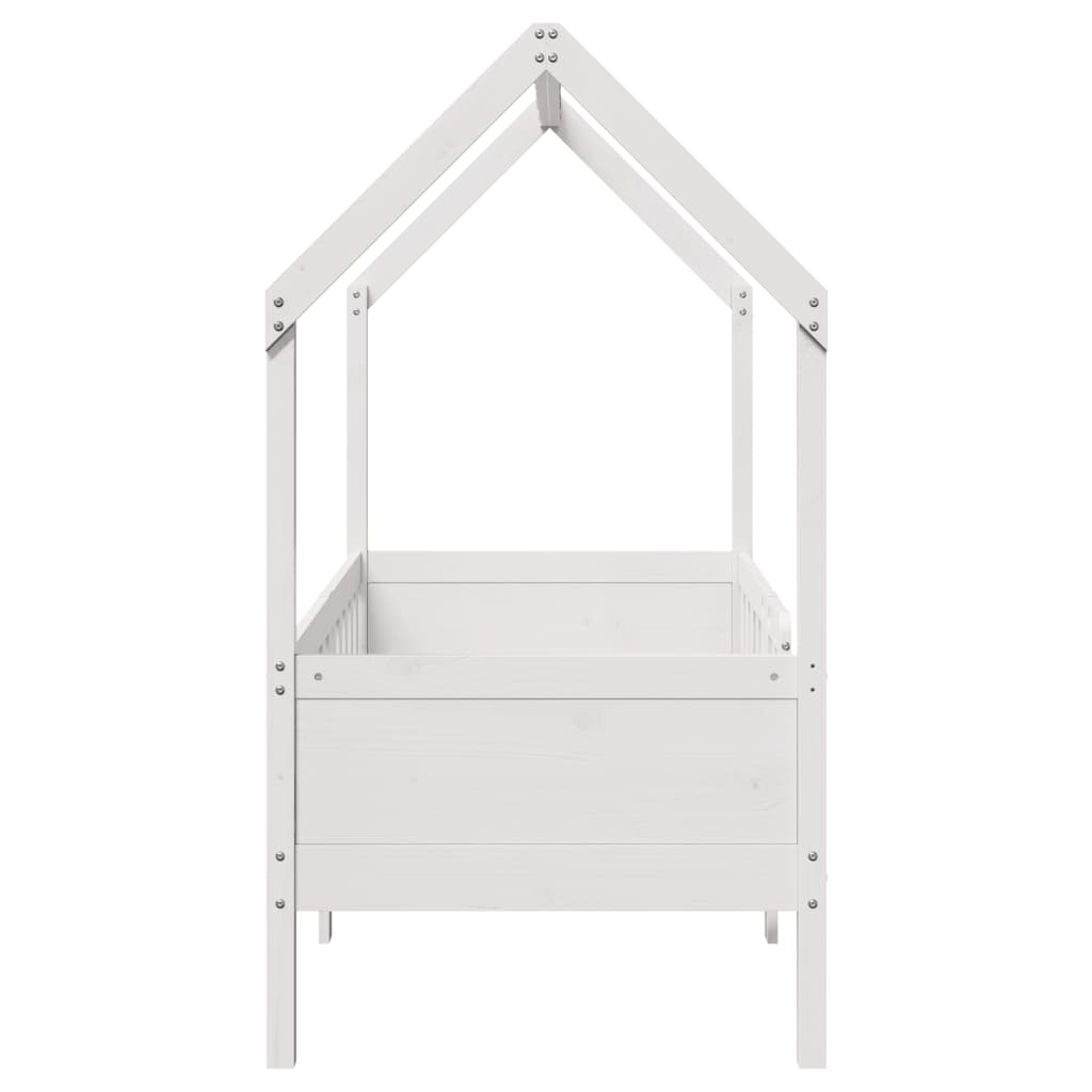 Cama infantil formato casa 80x160 cm pinho maciço branco