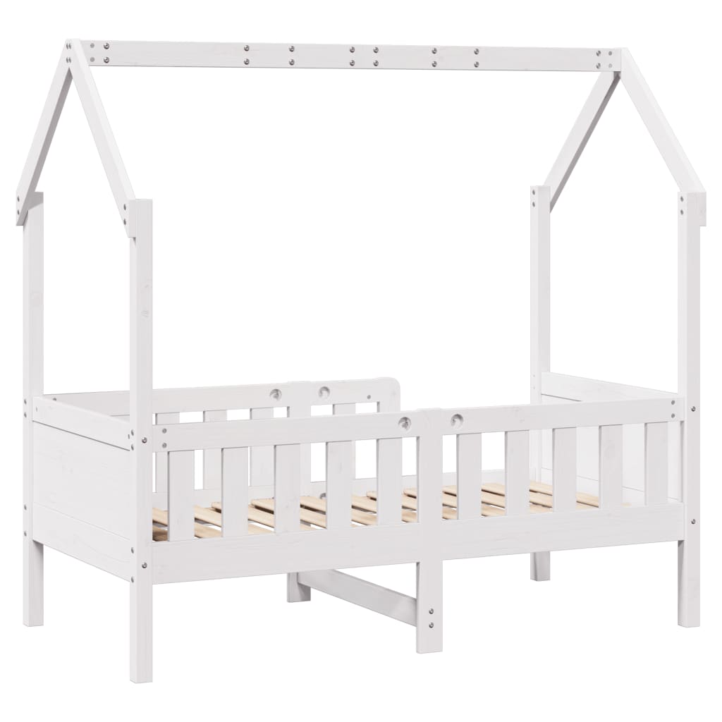 Cama infantil formato casa 80x160 cm pinho maciço branco