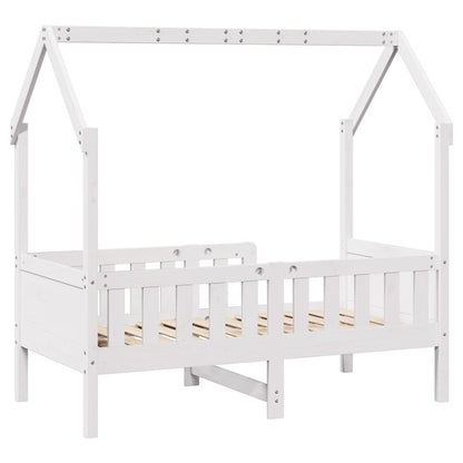 Cama infantil formato casa 80x160 cm pinho maciço branco