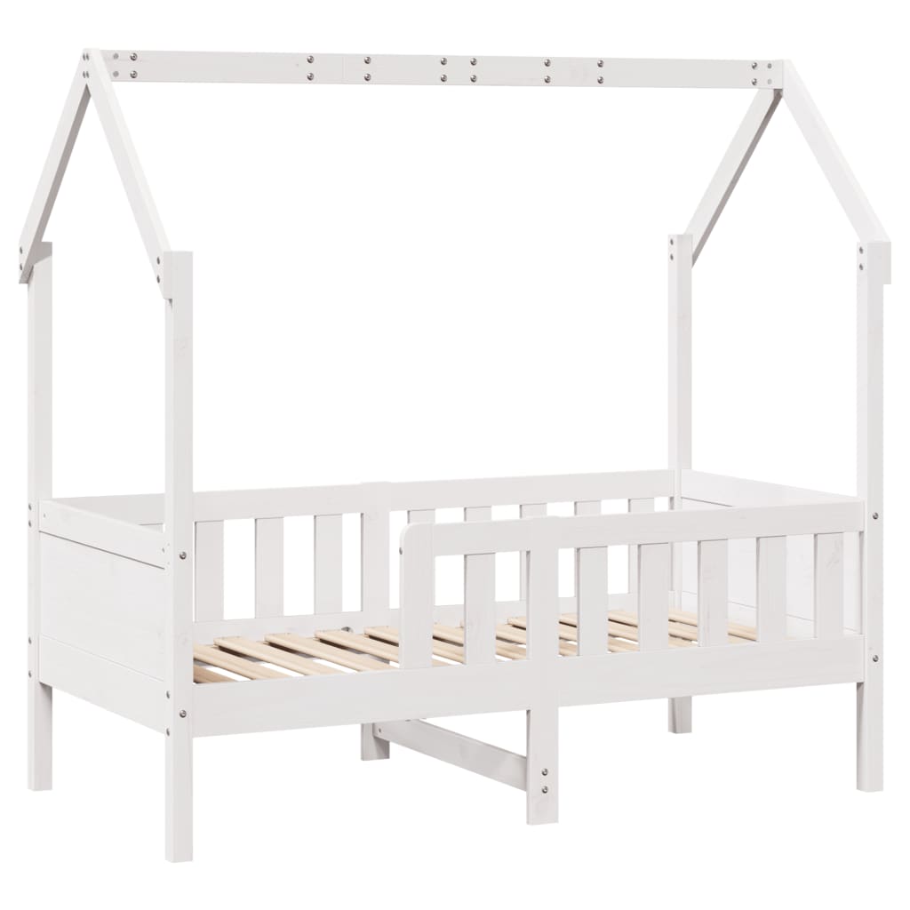 Cama infantil formato casa 70x140 cm pinho maciço branco