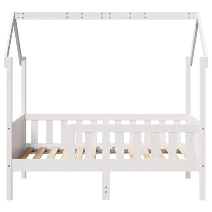 Cama infantil formato casa 70x140 cm pinho maciço branco