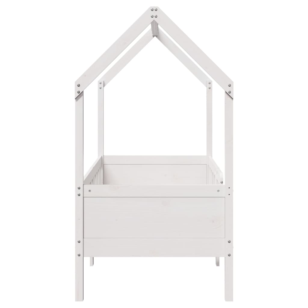 Cama infantil formato casa 70x140 cm pinho maciço branco