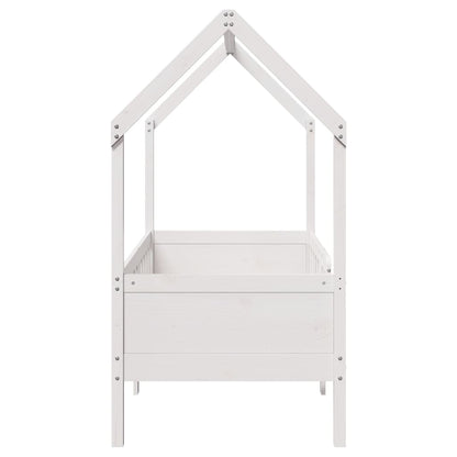 Cama infantil formato casa 70x140 cm pinho maciço branco