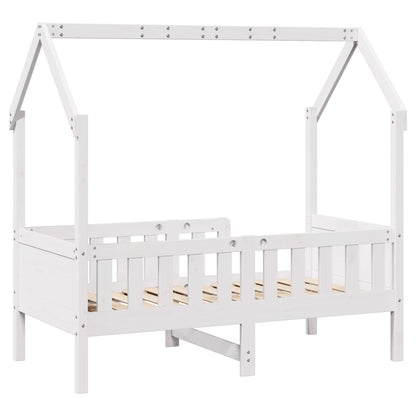 Cama infantil formato casa 70x140 cm pinho maciço branco