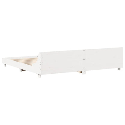 Estrutura de cama com cabeceira 180x200cm pinho maciço branco