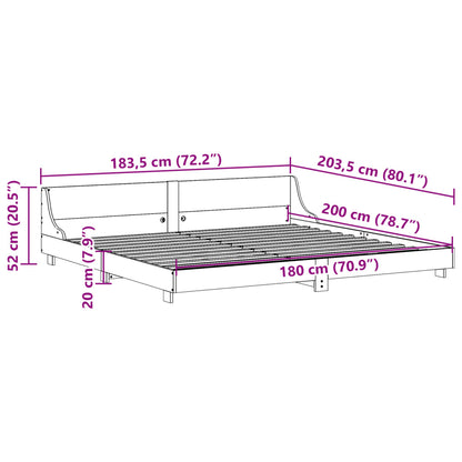 Estrutura de cama com cabeceira 180x200cm pinho maciço branco