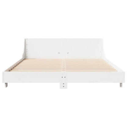 Estrutura de cama com cabeceira 160x200 cm pinho maciço branco