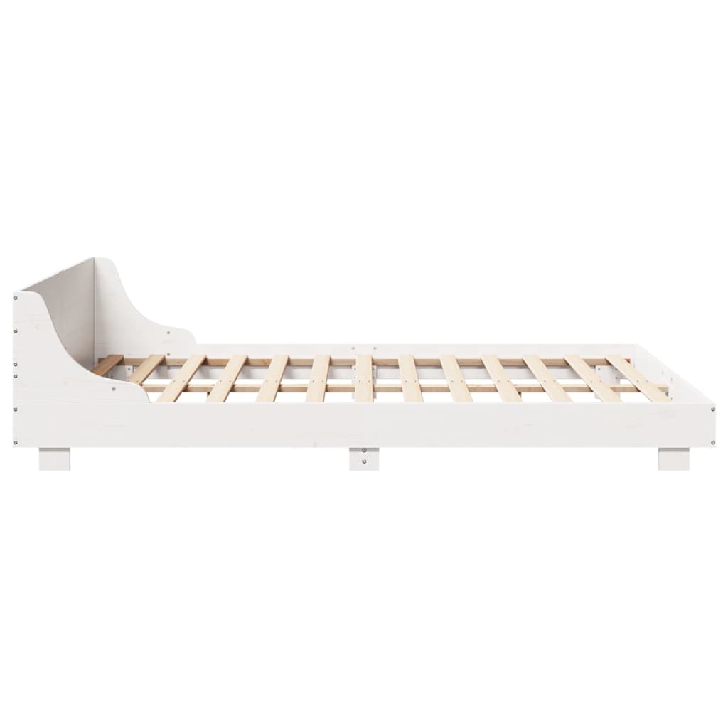 Estrutura de cama com cabeceira 160x200 cm pinho maciço branco