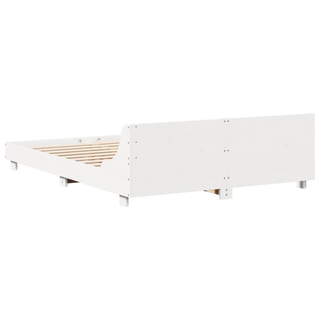 Estrutura de cama com cabeceira 160x200 cm pinho maciço branco