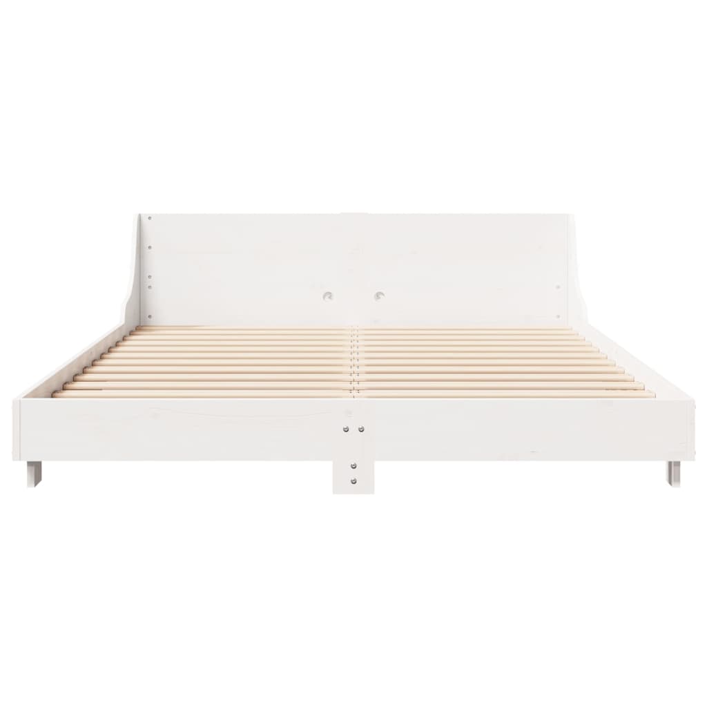 Estrutura de cama c/ cabeceira 150x200 cm pinho maciço branco