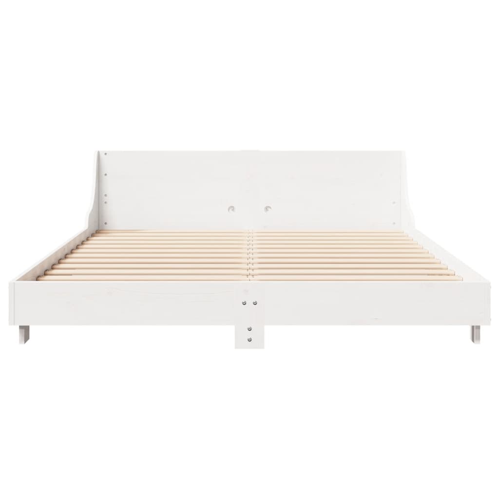 Estrutura de cama com cabeceira 120x200 cm pinho maciço branco