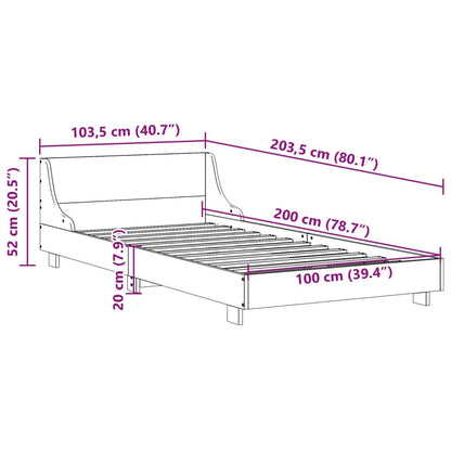 Estrutura de cama com cabeceira 100x200cm pinho maciço