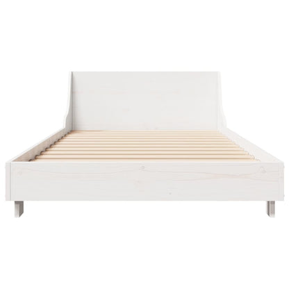 Estrutura de cama com cabeceira 100x200cm pinho maciço branco