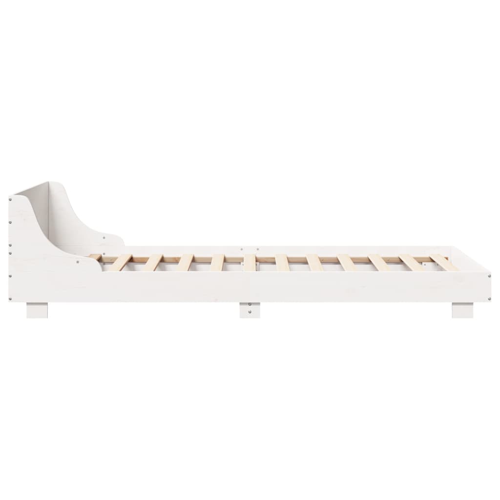 Estrutura de cama com cabeceira 100x200cm pinho maciço branco