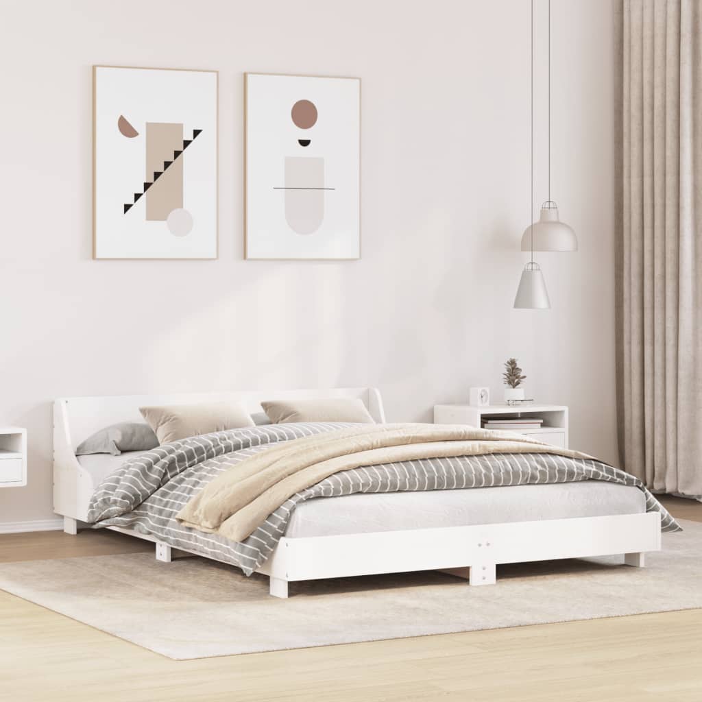 Estrutura cama c/ cabeceira 135x190 cm pinho maciço branco