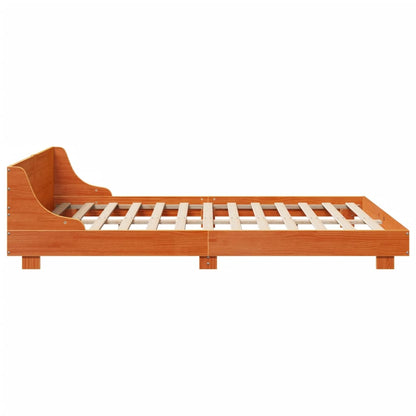 Estrutura cama c/ cabeceira 135x190cm pinho maciço castanho-mel