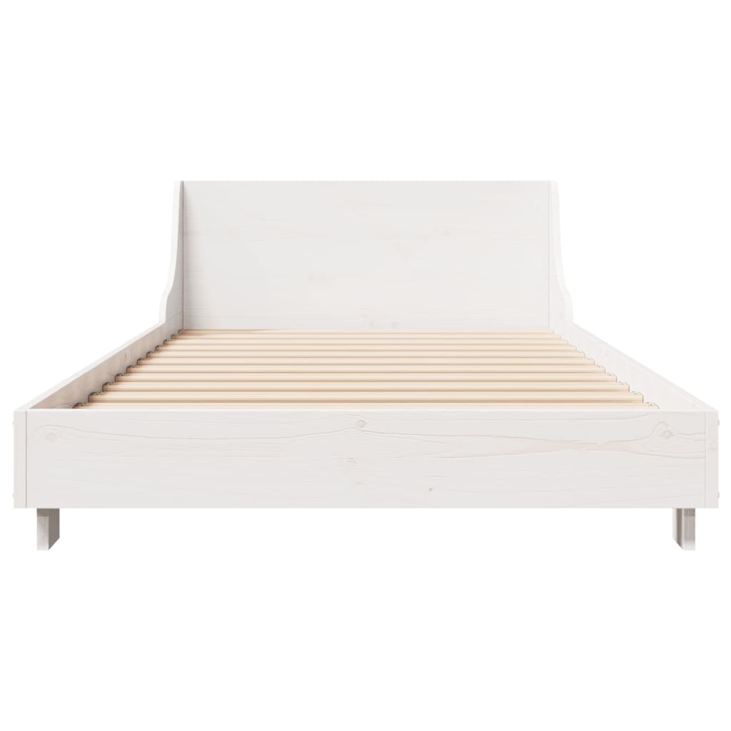 Estrutura de cama com cabeceira 90x190 cm pinho maciço branco