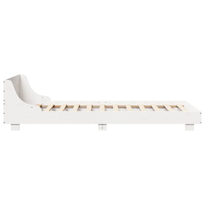 Estrutura de cama com cabeceira 90x190 cm pinho maciço branco