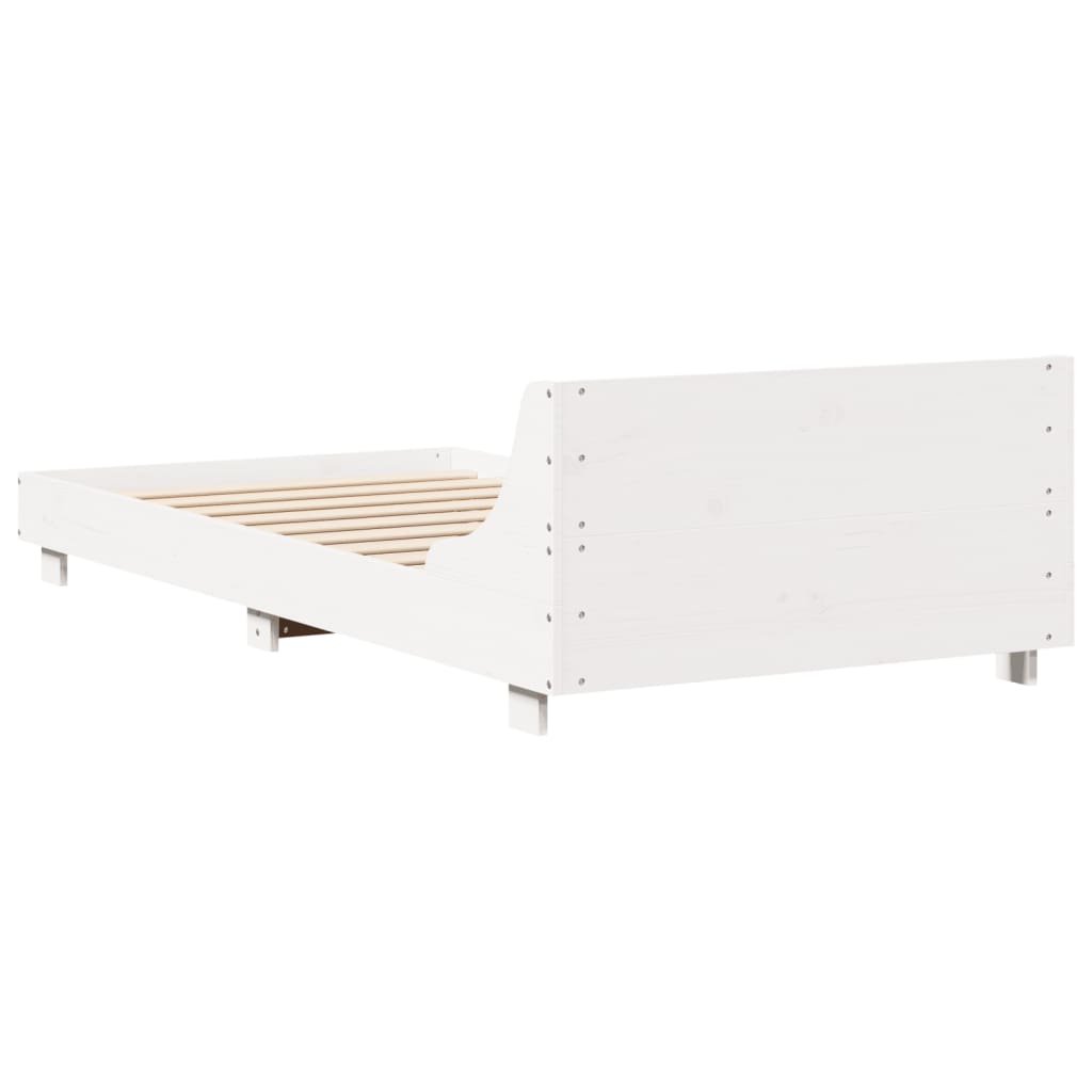 Estrutura de cama com cabeceira 90x190 cm pinho maciço branco