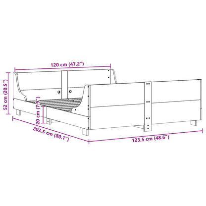 Estrutura de cama com cabeceira 120x200 cm pinho maciço