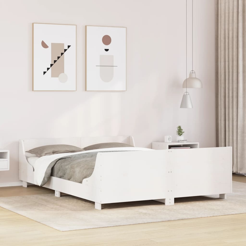 Estrutura de cama com cabeceira 120x200 cm pinho maciço branco