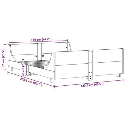 Estrutura de cama com cabeceira 120x200 cm pinho maciço branco