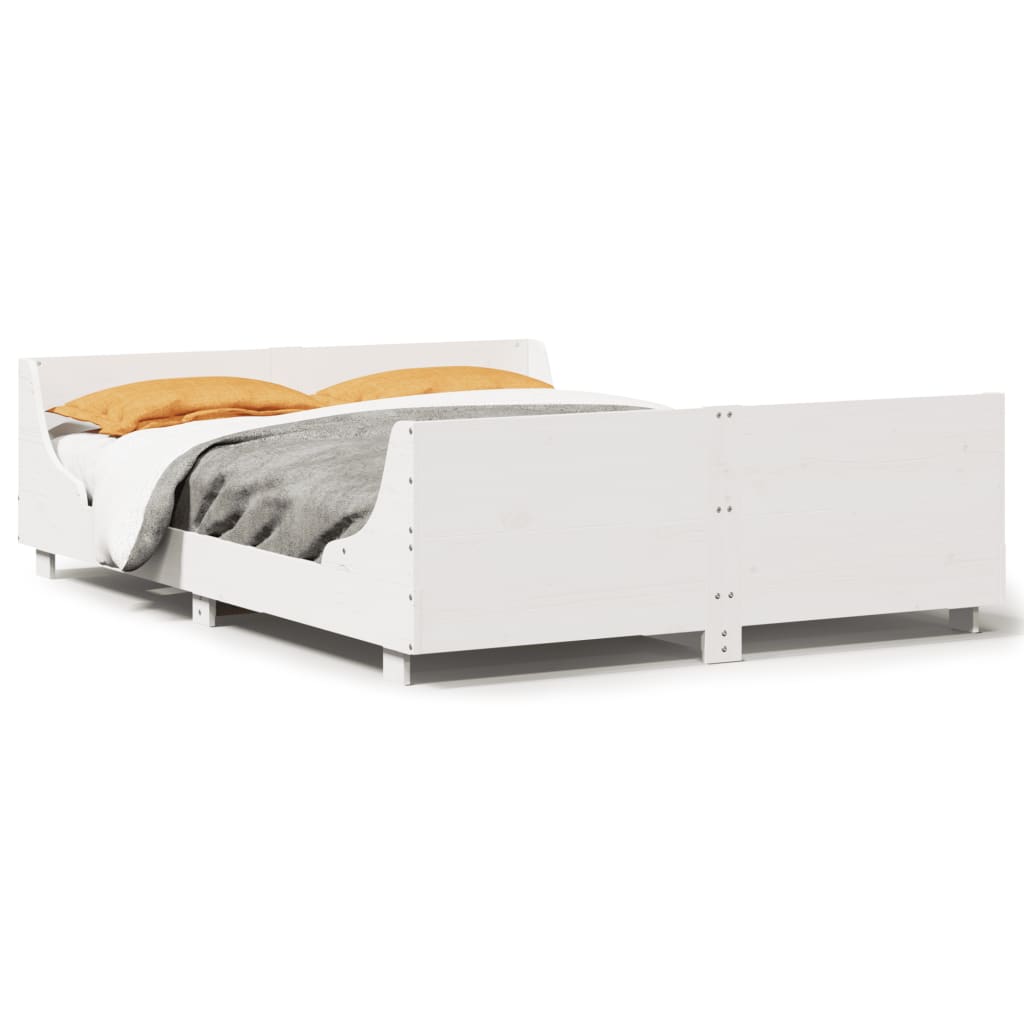 Estrutura de cama com cabeceira 120x200 cm pinho maciço branco