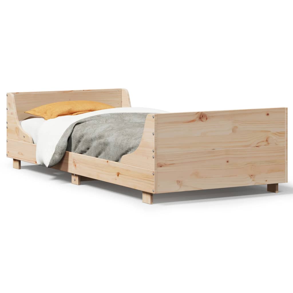 Estrutura de cama com cabeceira 75x190 cm pinho maciço