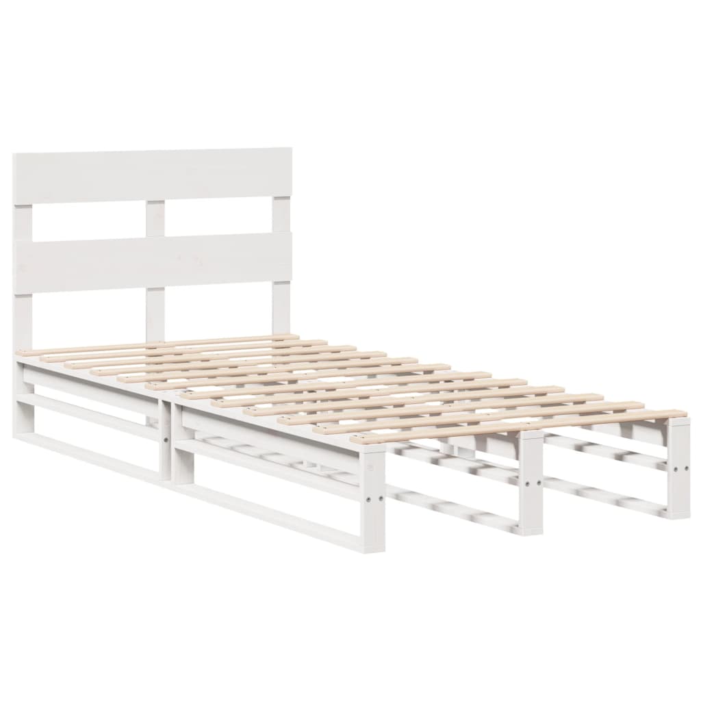 Cama sem colchão 75x190 cm madeira de pinho maciça branco