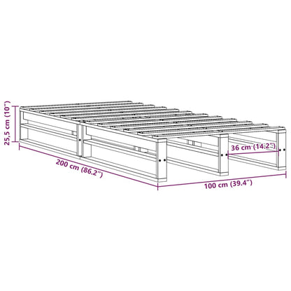 Cama sem colchão 100x200 cm madeira de pinho maciça branco