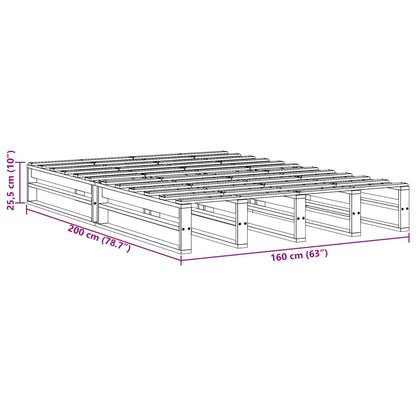 Cama sem colchão 160x200 cm madeira de pinho maciça branco