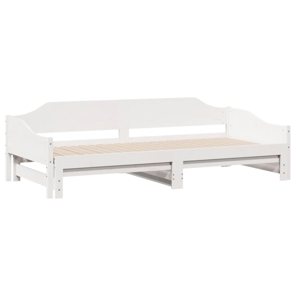 Sofá-cama com gavetão 90x200 cm madeira de pinho maciça branco